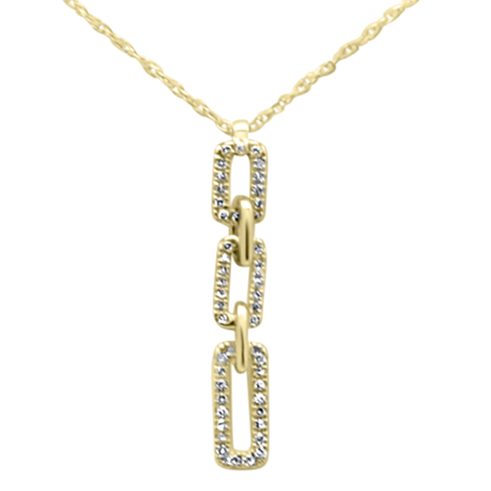 ''.13ct G SI 14K Yellow Gold Diamond Link Dangling Pendant NECKLACE 18'''' Long''