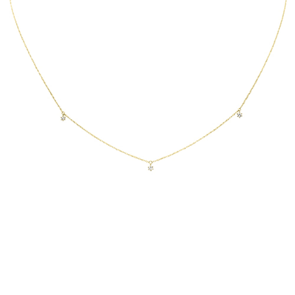 ''.11ct G SI 14K Yellow Gold DIAMOND Dangling Pendant Necklace 18'''' Long''