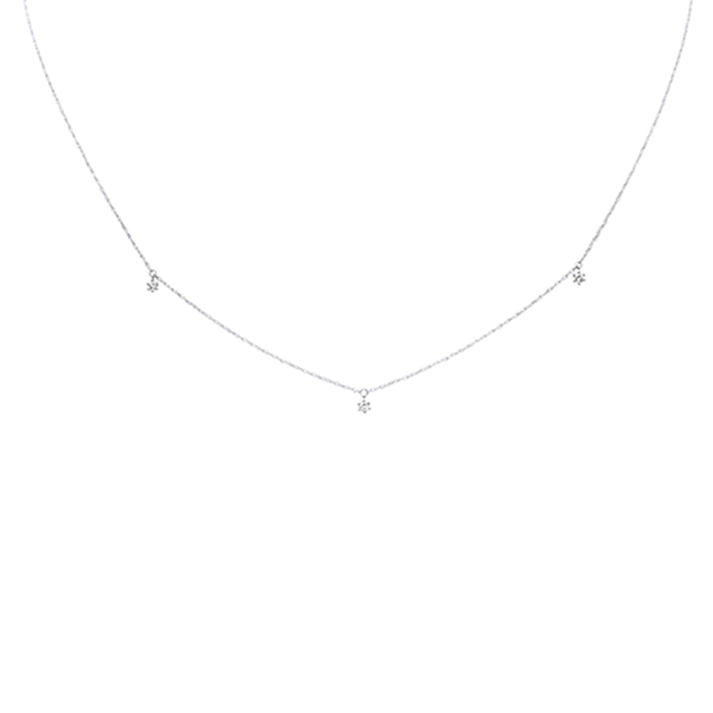 ''.11ct G SI 14K White Gold DIAMOND Dangling Pendant Necklace 18'''' Long''