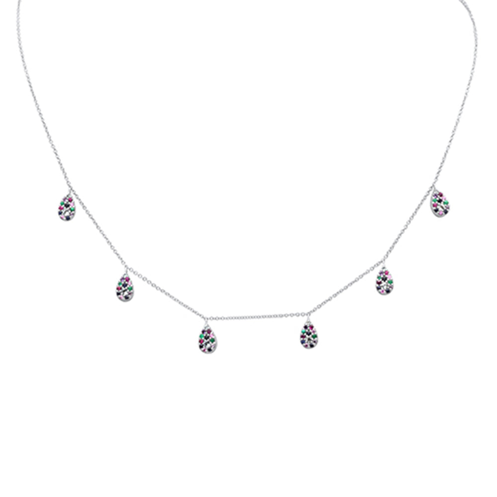 ''SPECIAL! .70ct G SI 14K White Gold Diamond Multi Color Gemstone PENDANT Necklace 16'''' + 2'''' EXT''