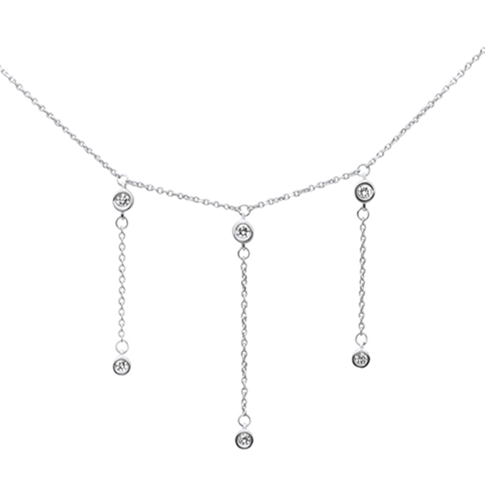 ''.16ct G SI 14K White GOLD Diamond Dangling Pendant Necklace 16'''' + 2'''' EXT''