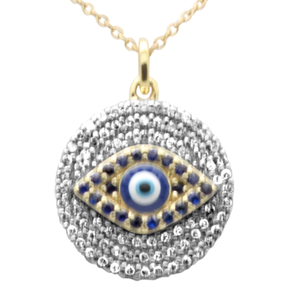 ''SPECIAL! .51ct G SI 14K Yellow GOLD Diamond Blue Sapphire Gemstones Pendant Necklace 16 + 2'''' Long''