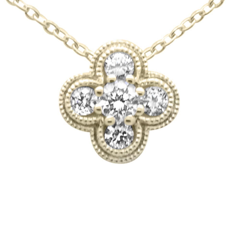 ''SPECIAL! .20ct G SI 14K Yellow Gold DIAMOND Flower Pendant Necklace 16 + 2'''' Long''