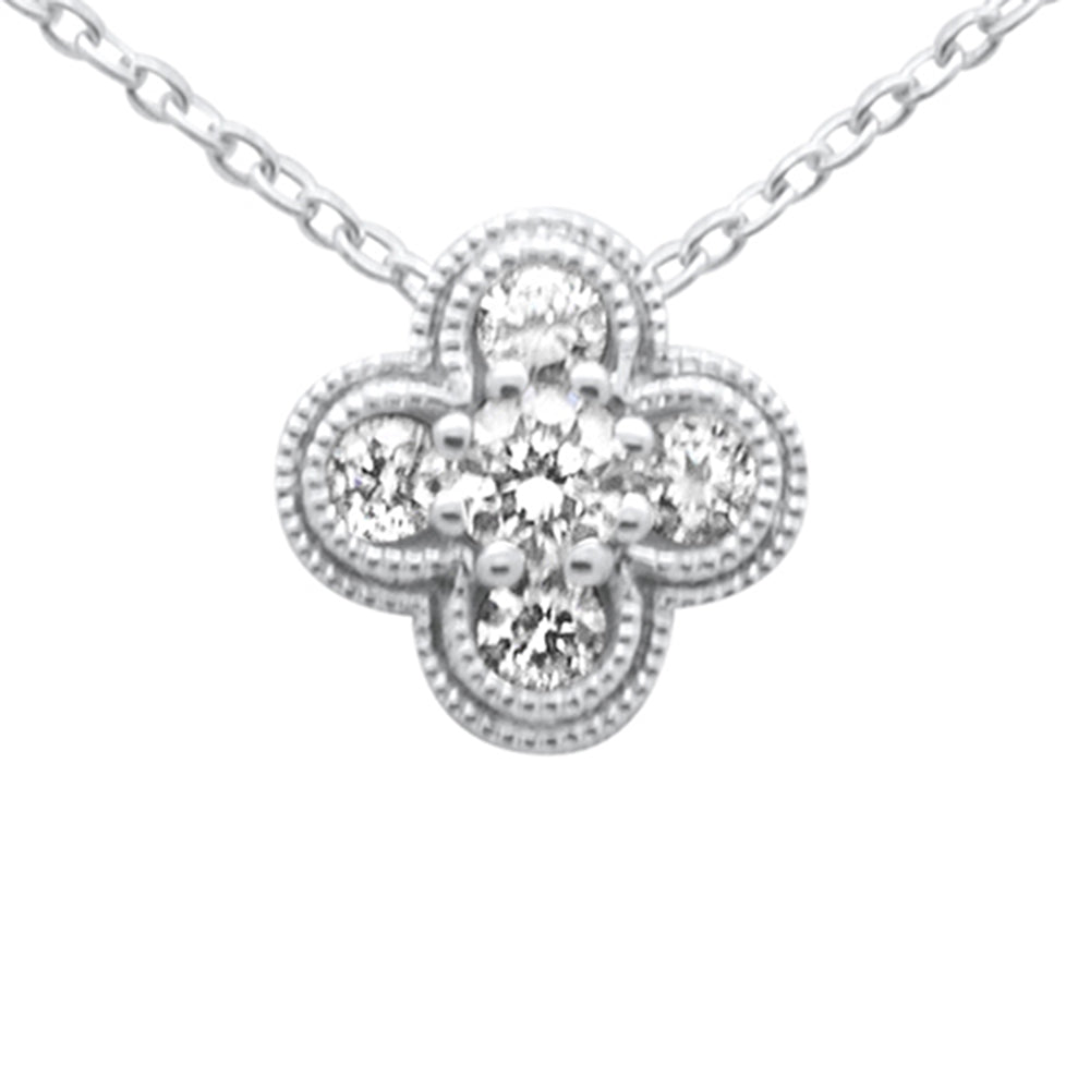 ''SPECIAL! .20ct G SI 14K White GOLD Diamond Flower Pendant Necklace 16 + 2'''' Long''