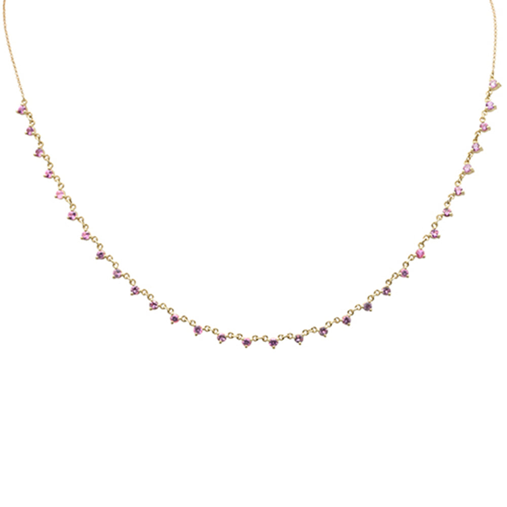 ''SPECIAL! 2.21ct G SI 14K Yellow GOLD Pink Sapphire Gemstone Pendant Necklace 16'''' + 2'''' Ext.''