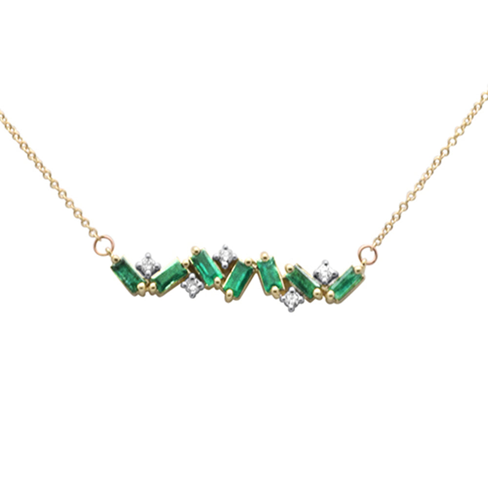 ''SPECIAL! .90ct G SI 14K Yellow GOLD Diamond & Emerald Gemstone Pendant Necklace 16'''' + 2'''' Ext.''