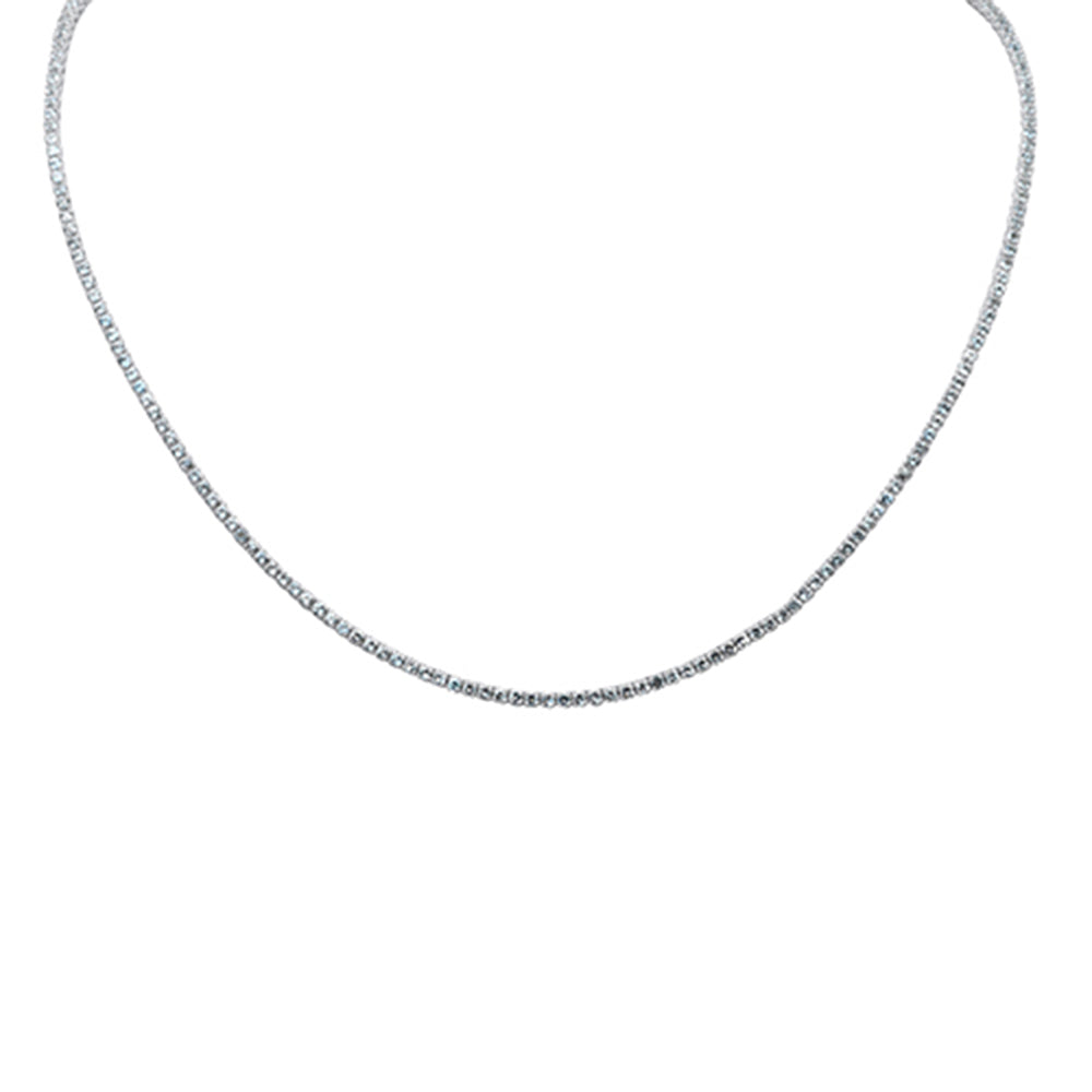 ''SPECIAL! 3.17ct G SI 14K White Gold  Aquamarine Gemstone Tennis NECKLACE 14'''' + 2'''' Ext.''