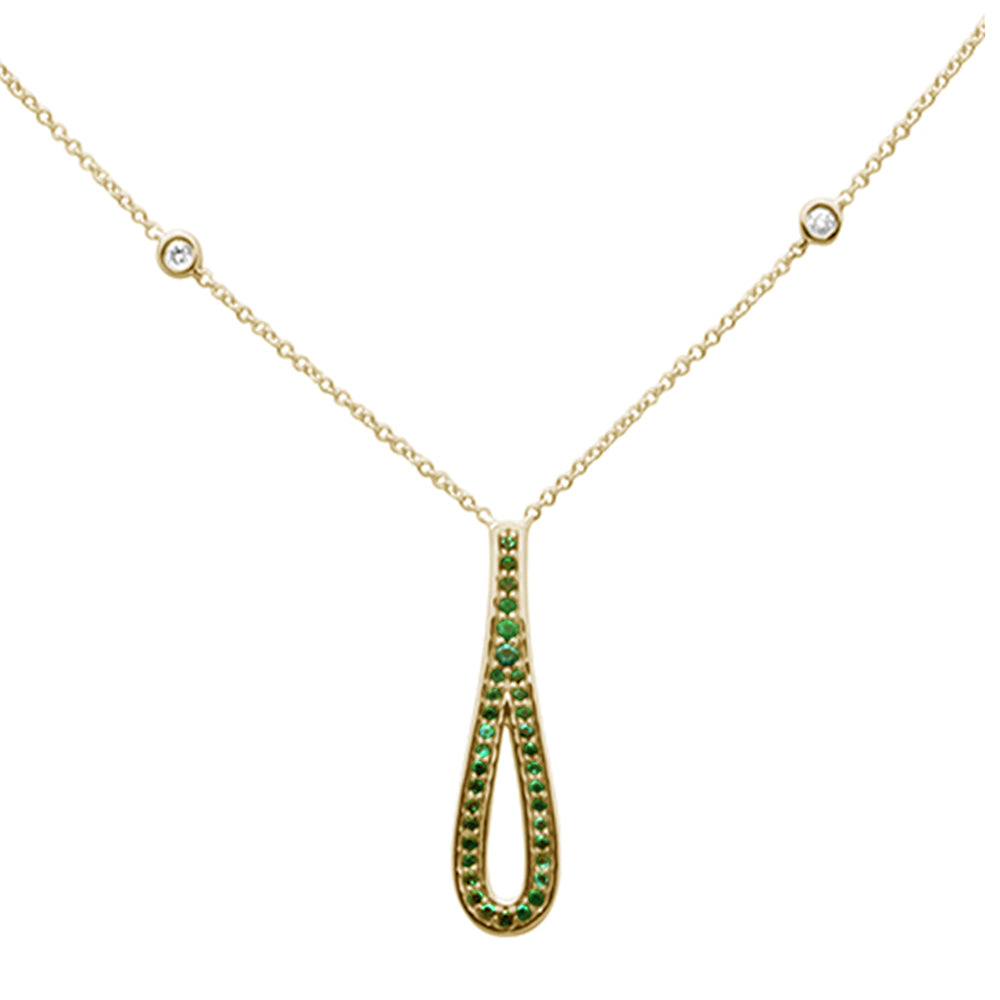 ''SPECIAL! .26ct G SI 14K Yellow GOLD Diamond Emerald Gemstone Pendant Necklace 16'''' + 2'''' Ext.''