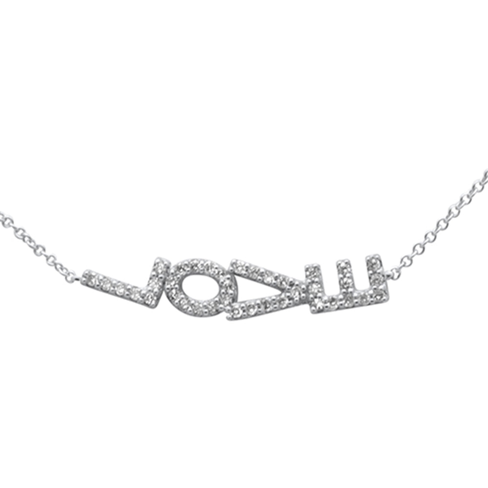 ''SPECIAL! .23ct G SI 14K White Gold Diamond Sideways LOVE Pendant NECKLACE 16'''' + 2'''' Ext.''