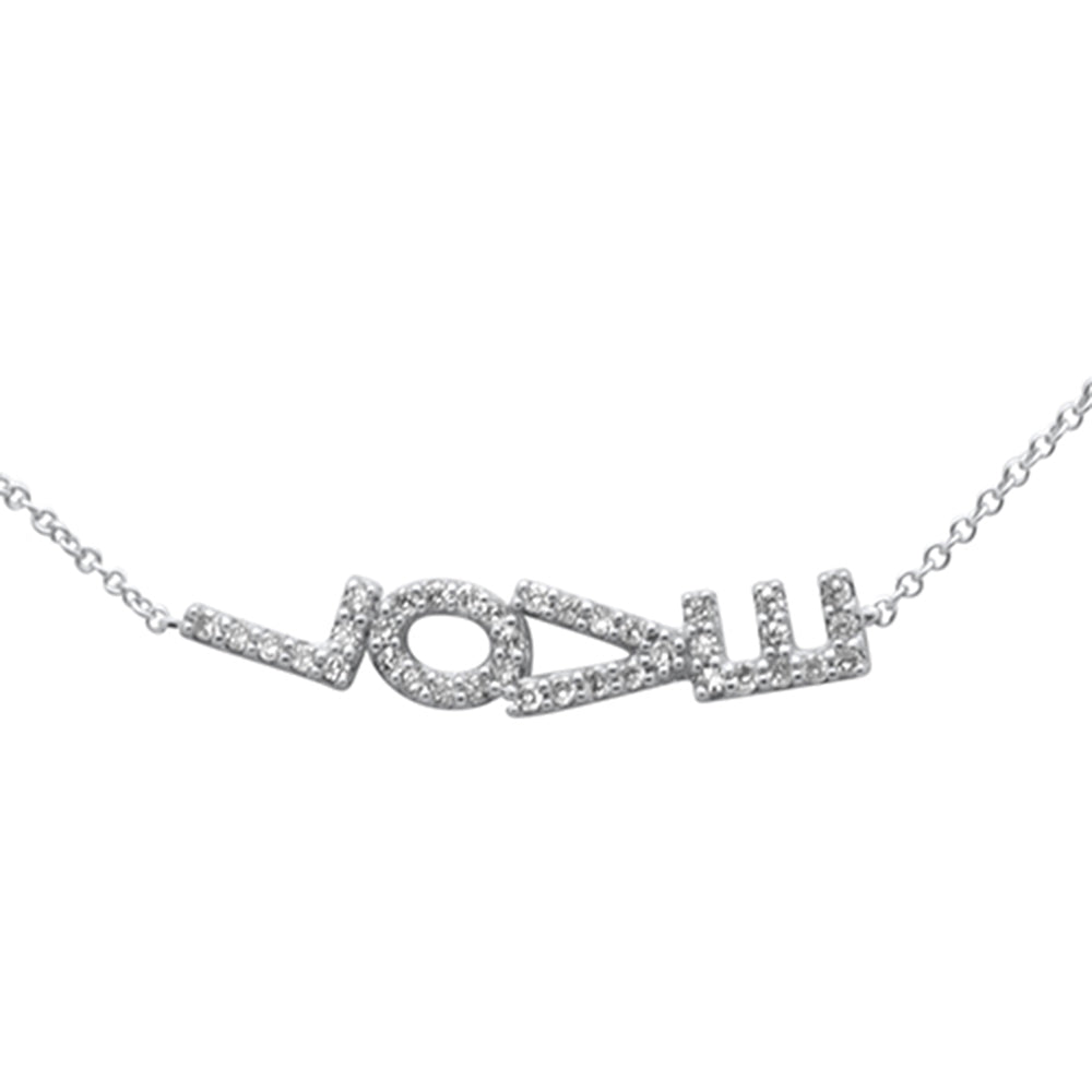 ''SPECIAL! .23ct G SI 14K White Gold DIAMOND Sideways LOVE Pendant Necklace 16'''' + 2'''' Ext.''