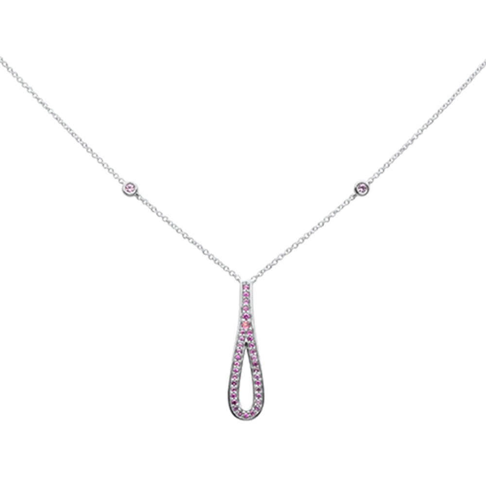 ''SPECIAL! .35g G SI 14K White Gold Pink Sapphire Gemstone PENDANT Necklace 16'''' + 2'''' Ext.''