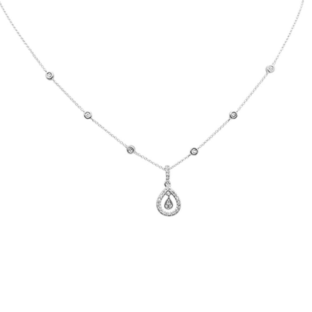 ''SPECIAL! .34ct G SI 14K White GOLD Diamond Dangling Pear Shape Pendant Necklace 16'''' + 2'''' Ext.''