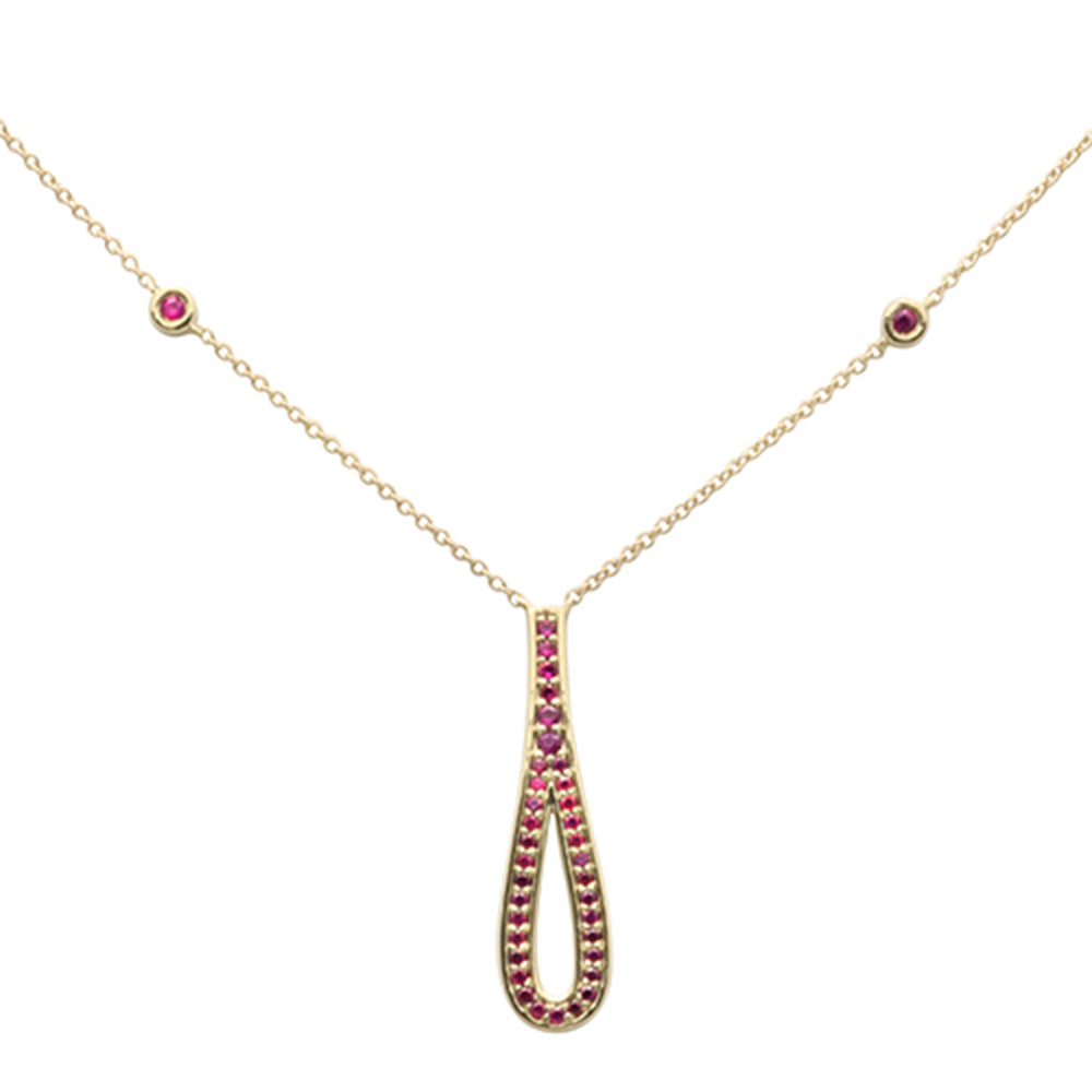 ''SPECIAL! .33ct G SI 14K Yellow GOLD Ruby Gemstone Pendant Necklace 16'''' + 2'''' Ext.''