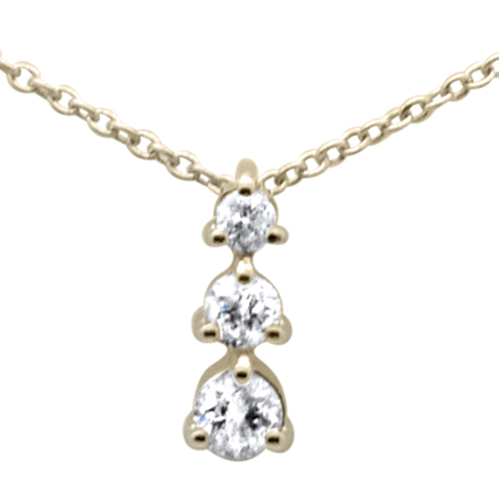 ''.20ct G SI 14K Yellow Gold Diamond Three Round Diamonds PENDANT Necklace 18'''' Long''