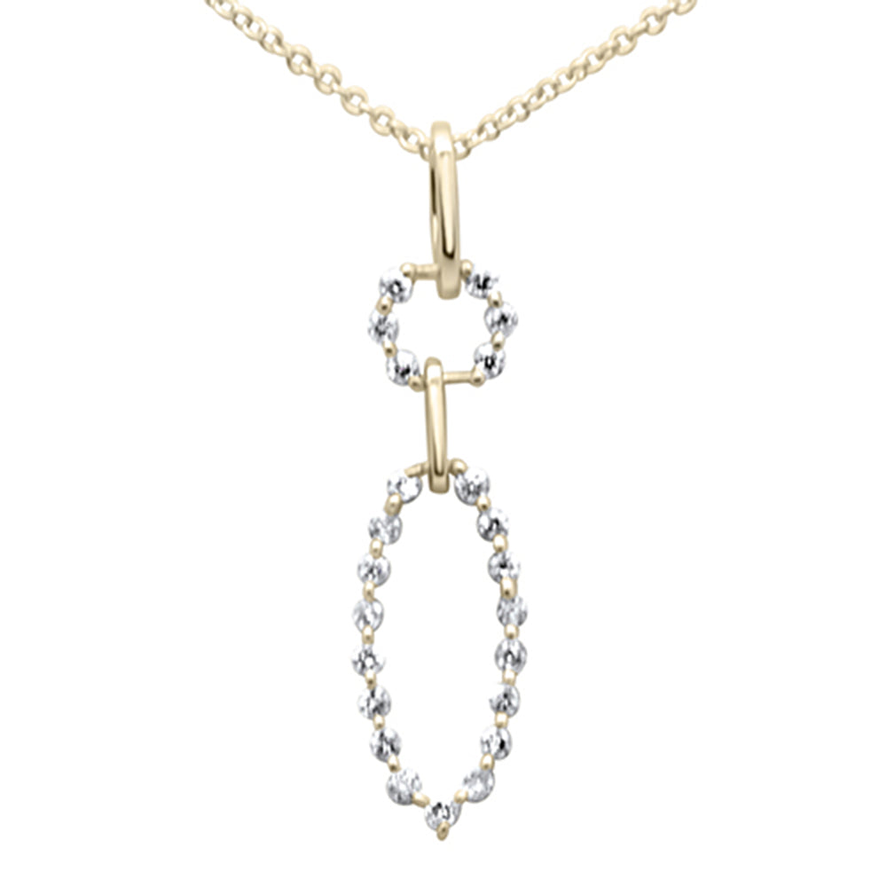 ''.22ct G SI 14K Yellow GoldDiamond Round & Oval Shape Dangling Pendant NECKLACE 18'''' Long''