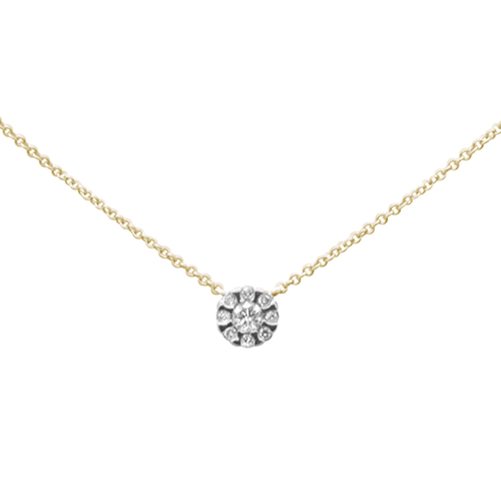 ''.15ct G SI 14K Yellow Gold DIAMOND Round Solitaire Style Pendant Necklace 16'''' + 2'''' Ext''