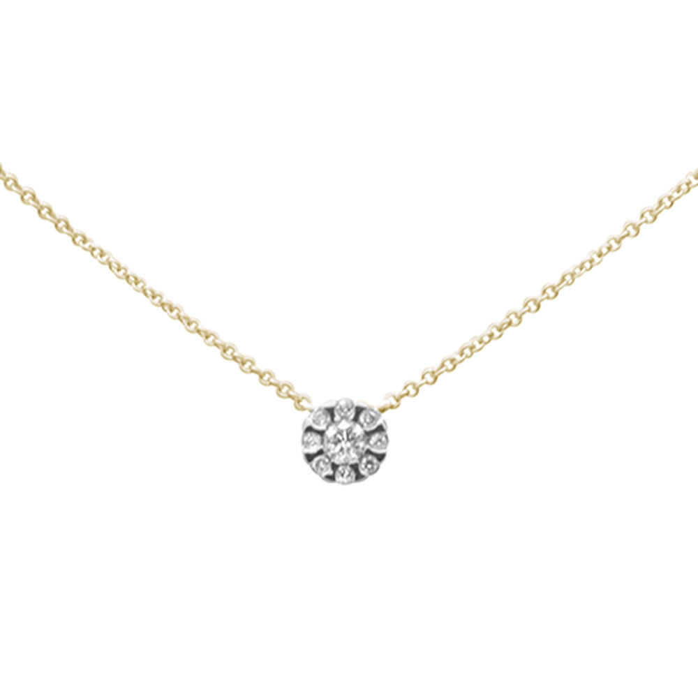 ''.15ct G SI 14K Yellow GOLD Diamond Round Solitaire Style Pendant Necklace 16'''' + 2'''' Ext''