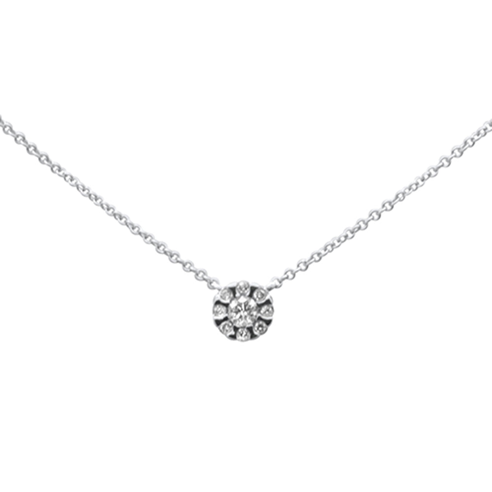 ''.15ct G SI 14K White GOLD Diamond Round Solitaire Style Pendant Necklace 16'''' + 2'''' Ext''