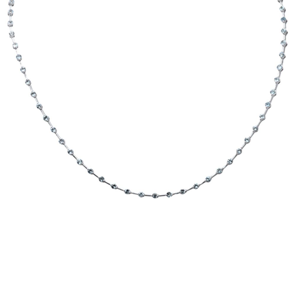 ''SPECIAL! 3.05ct G SI 14K White GOLD Aquamarine Gemstone Bar Necklace 18'''' Long''