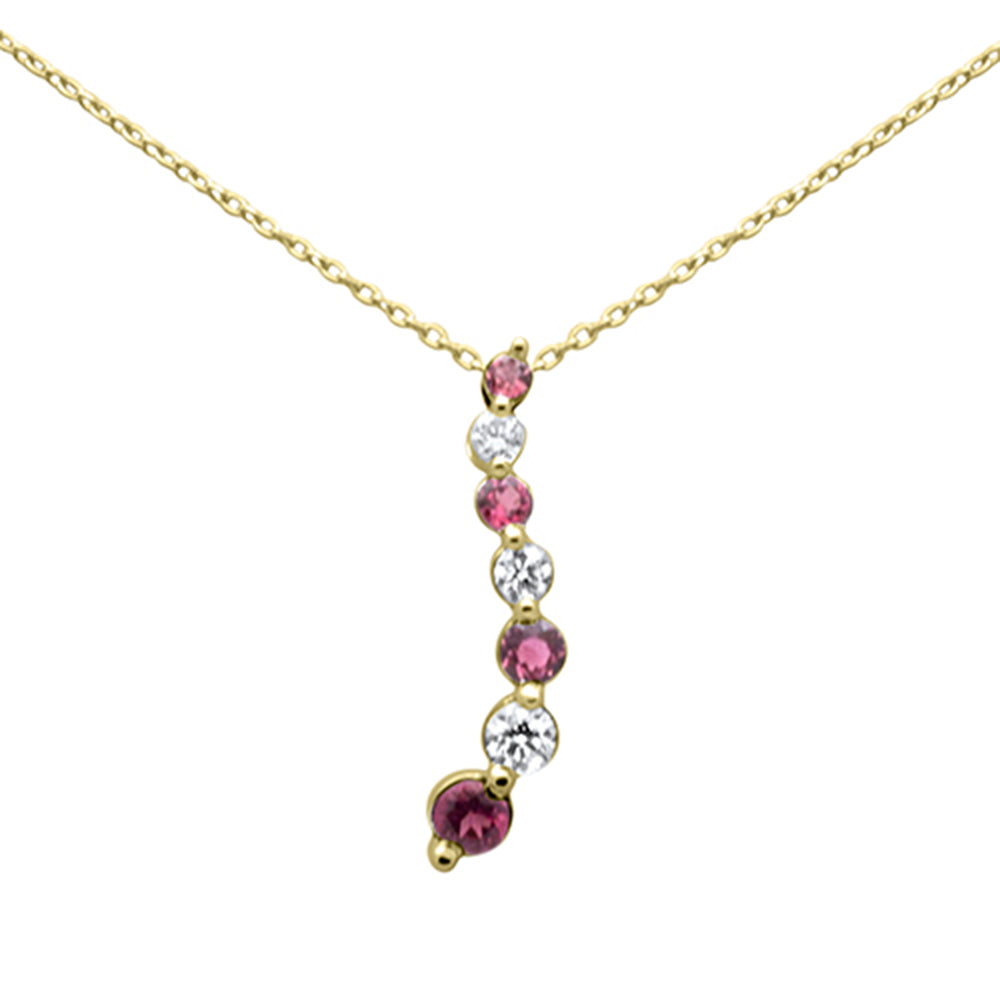 ''.21ct, .39ct G SI 14K Yellow Gold Diamond & Pink Tourmaline Gemstone NECKLACE 20''''Long''