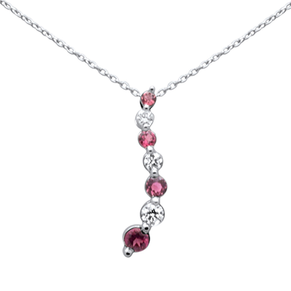 ''.60ct G SI 14K White Gold DIAMOND & Pink Tourmaline Gemstone Necklace 20''''Long''