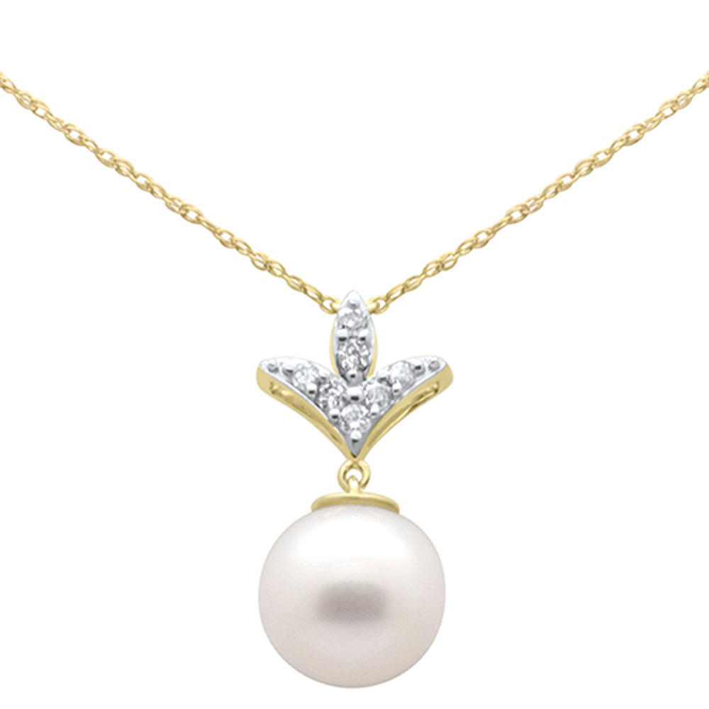 ''.22ct G SI 14K Yellow Gold Diamond Pearl Pendant NECKLACE 18'''' Long''