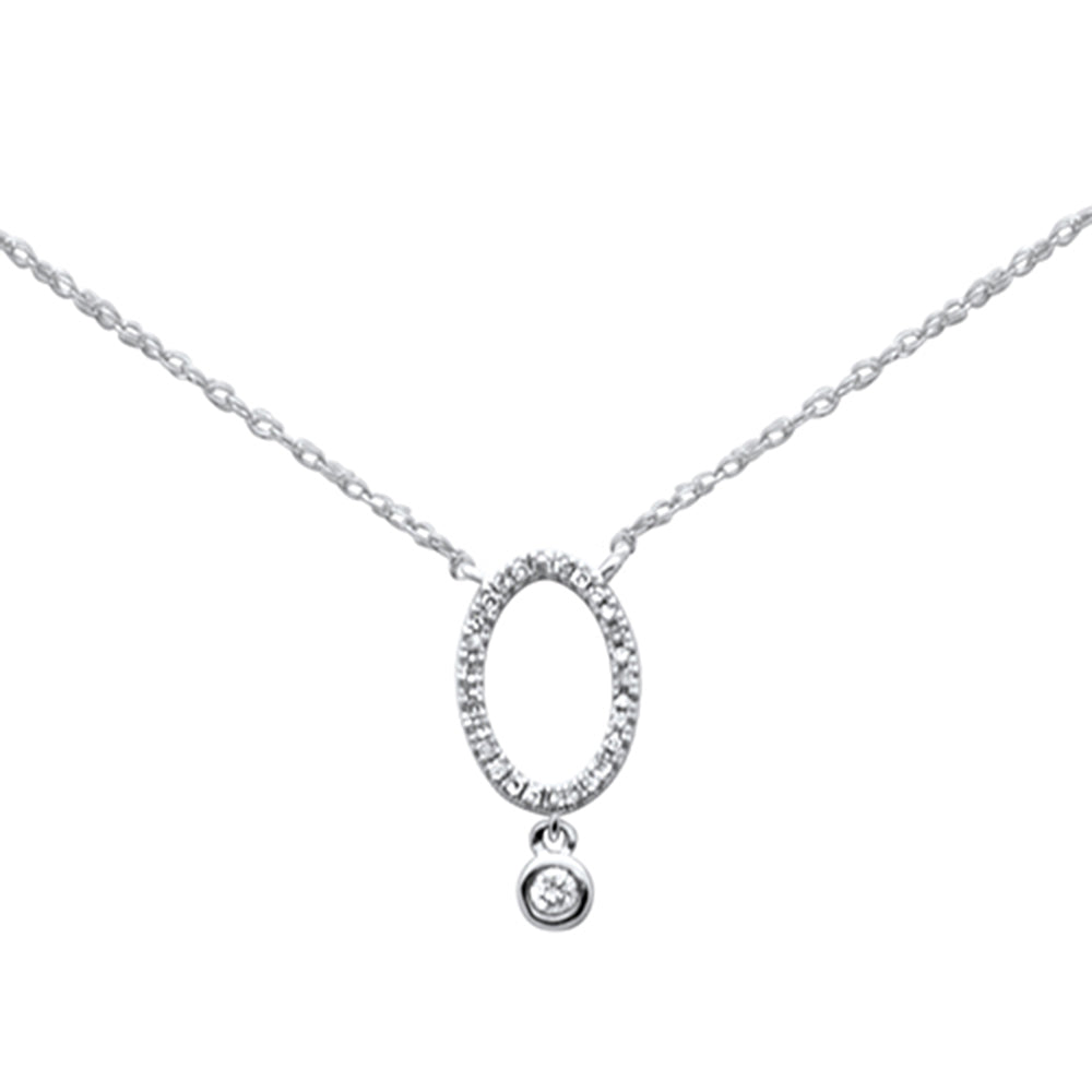 ''.09ct G SI 14K White Gold DIAMOND Oval Pendant Necklace 18''''Long''