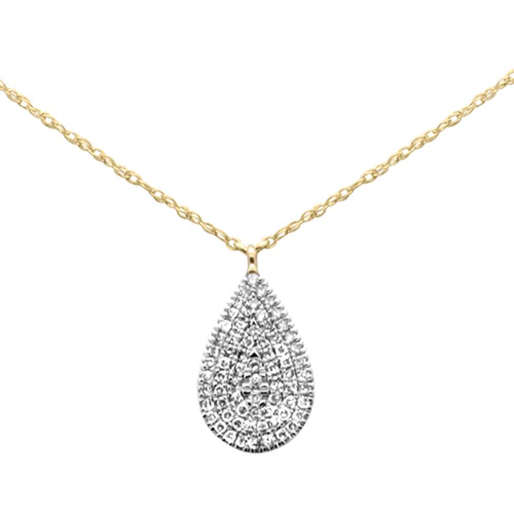 ''.18ct G SI 14K Yellow GOLD Diamond Pear Shape Pendant Necklace 18'''' Long''