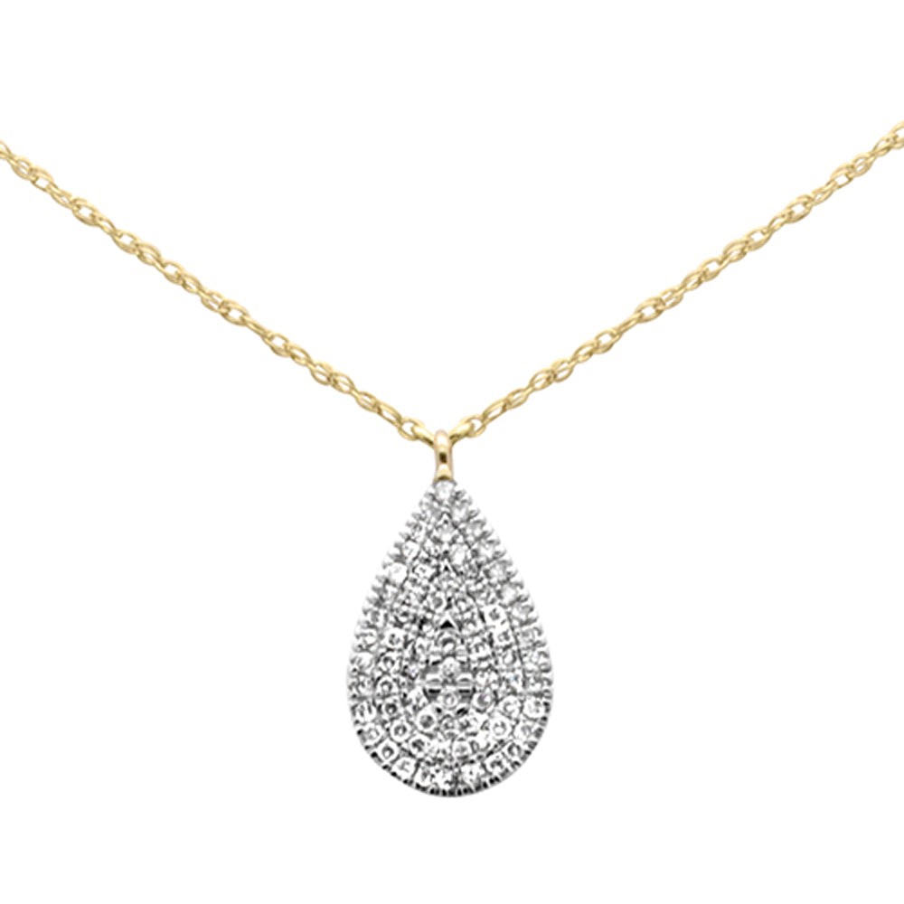 ''.18ct G SI 14K Yellow Gold Diamond Pear Shape PENDANT Necklace 18'''' Long''