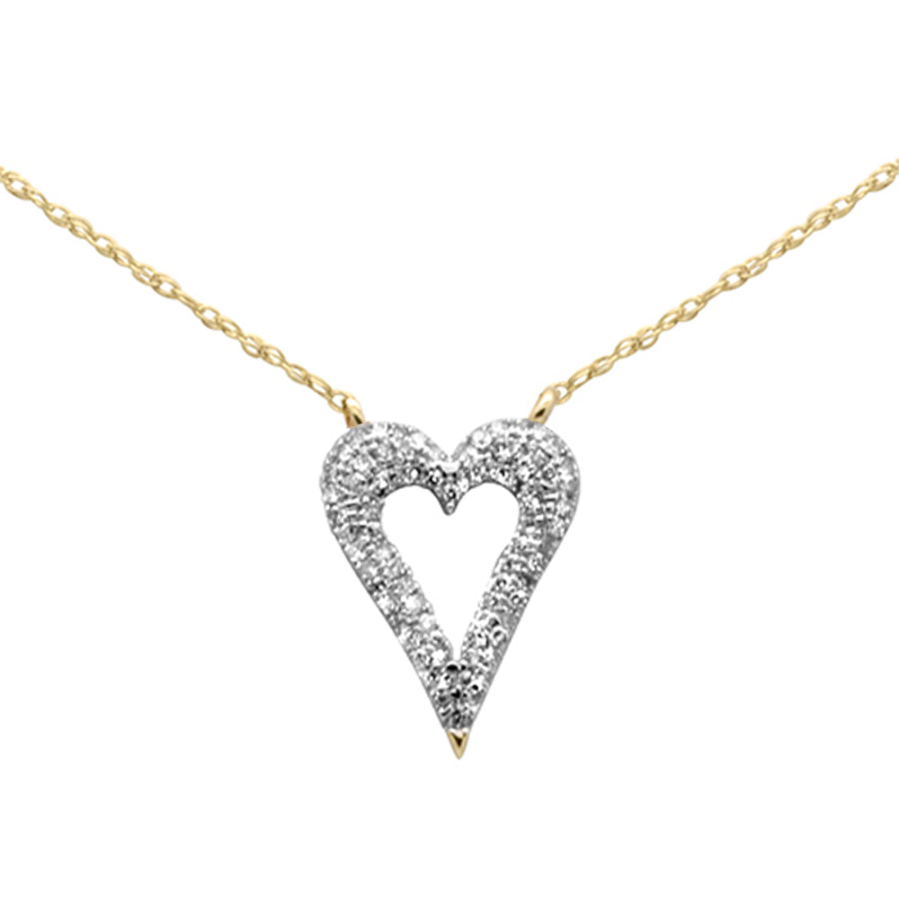 ''.15ct G SI 14K Yellow GOLD Diamond Heart Pendant Necklace 18'''' Long''