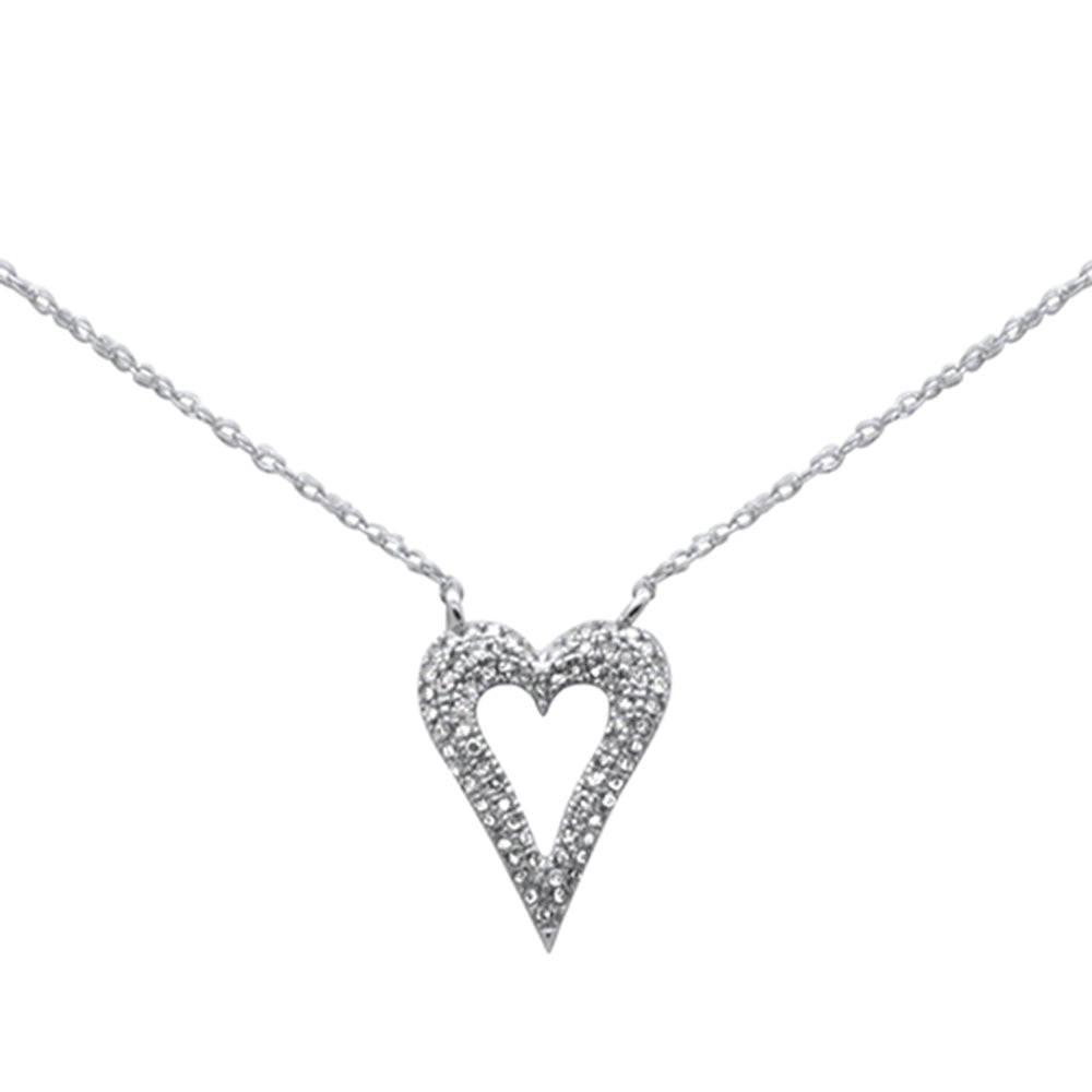 ''.15ct G SI 14K White Gold Diamond Heart Pendant NECKLACE 18''''Long''