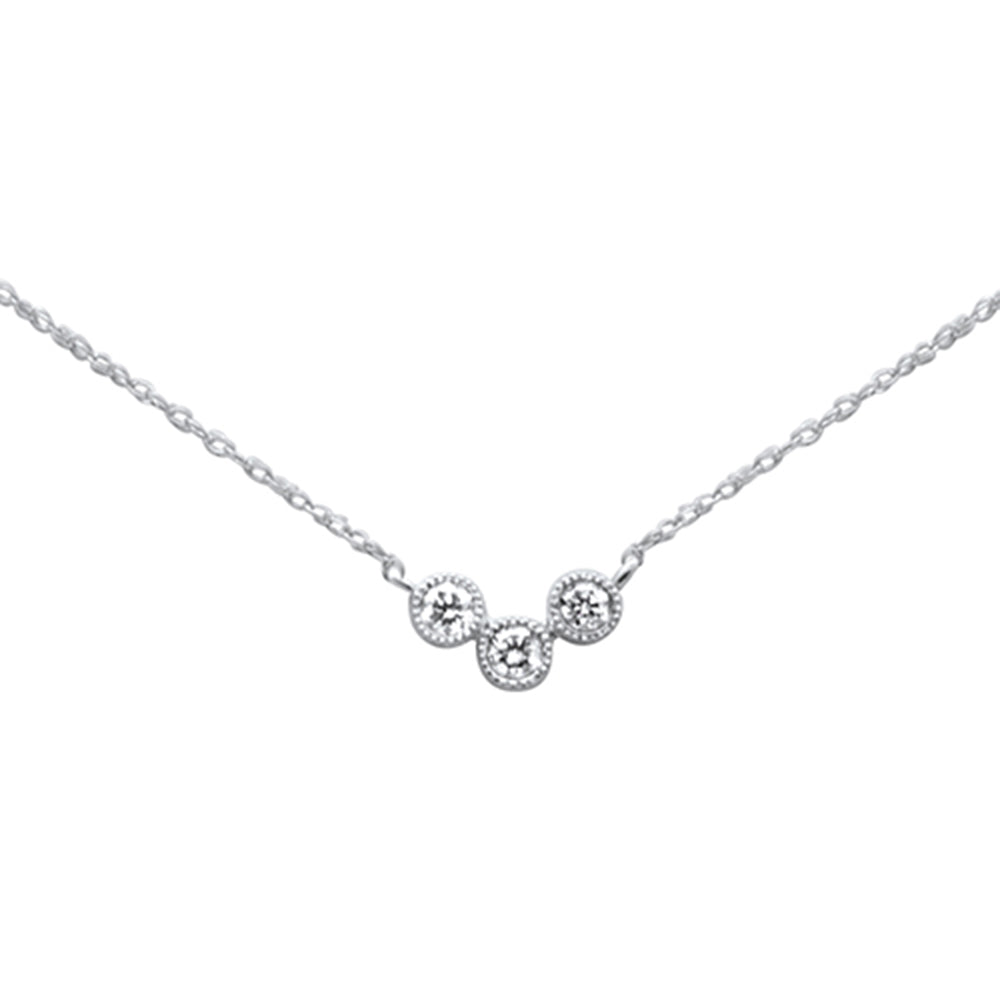 ''.13ct G SI 14K White Gold Diamond Triple Diamond PENDANT Necklace 18''''Long''