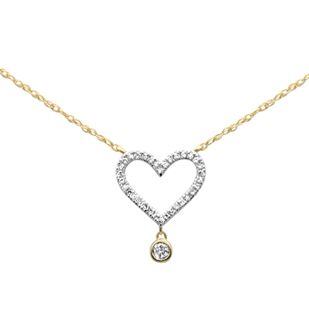''.10ct G SI 14K Yellow GOLD Diamond Heart Pendant Necklace 18'''' Long''