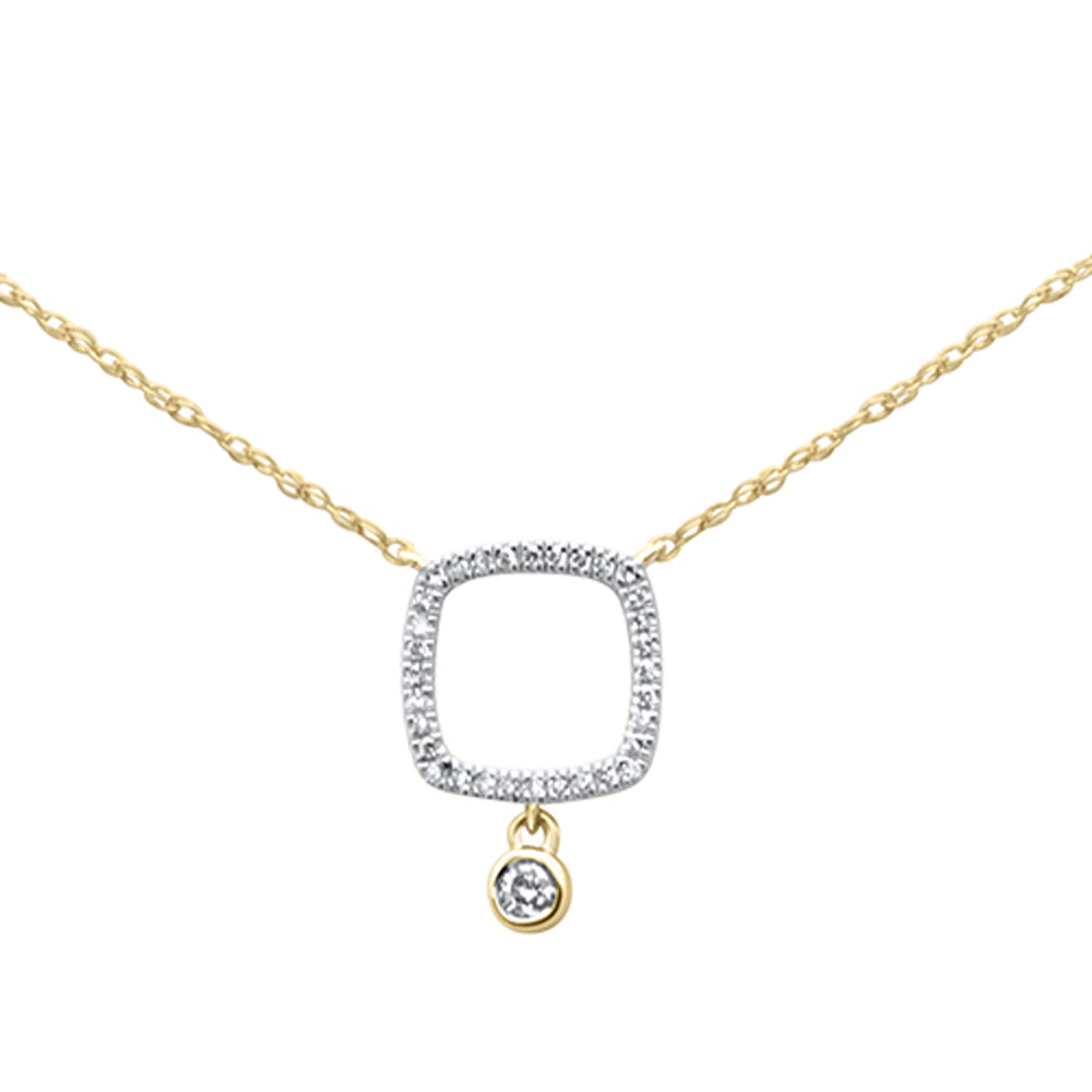 ''.09ct G SI 14K Yellow GOLD Diamond Cushion Shape Pendant Necklace 18'''' Long''