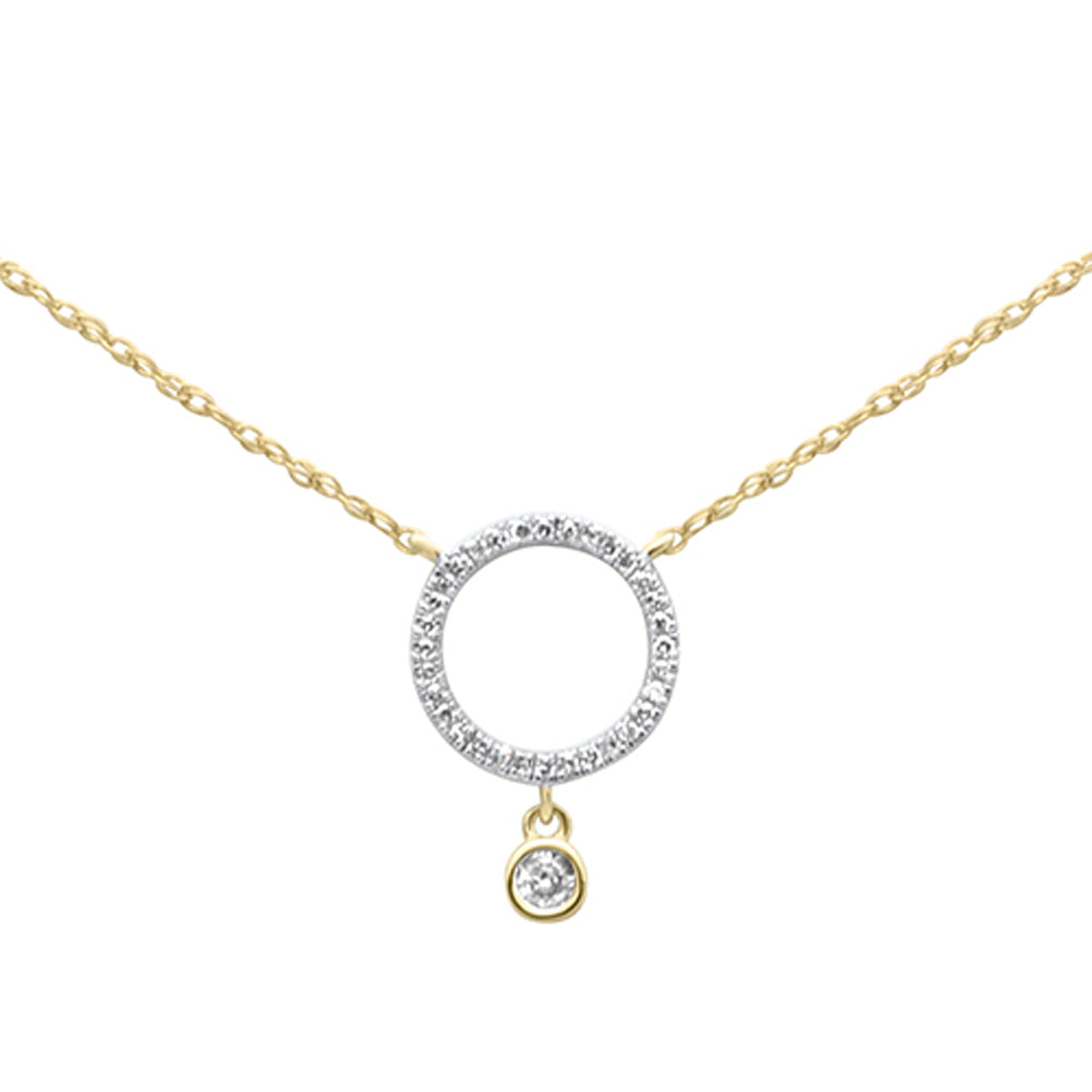 ''.09ct G SI 14K Yellow Gold DIAMOND Round Pendant Necklace 18'''' Long''