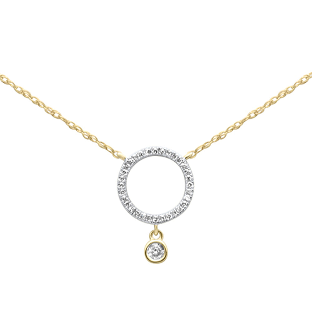 ''.09ct G SI 14K Yellow GOLD Diamond Round Pendant Necklace 18'''' Long''