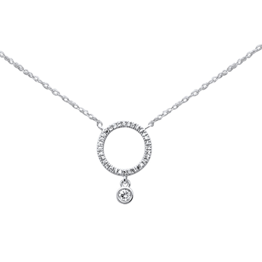 ''.09ct G SI 14K White Gold Diamond Oval Pendant NECKLACE 18''''Long''