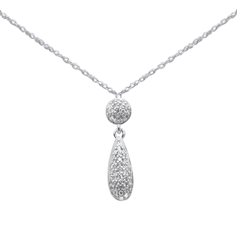 ''.10ct G SI 14K White GOLD Diamond Tear Drop Pendant Necklace 18''''Long''