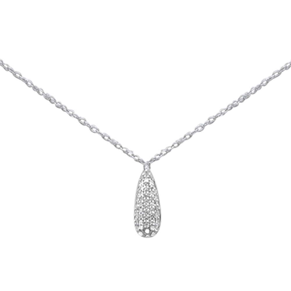 ''.09ct G SI 14K White Gold Diamond Tear Drop Pendant NECKLACE 18''''Long''