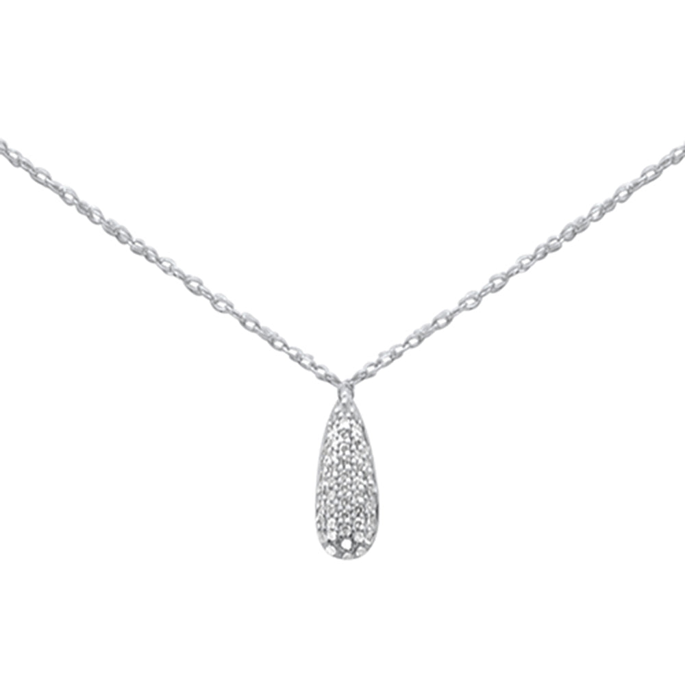 ''.09ct G SI 14K White Gold Diamond Tear Drop PENDANT Necklace 18''''Long''