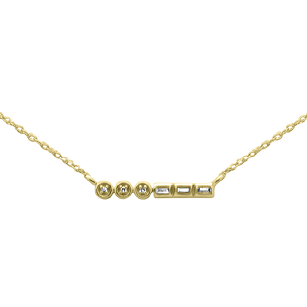 ''.06ct G SI 14K Yellow Gold Round & Baguette Diamond Pendant NECKLACE 18''''Long''