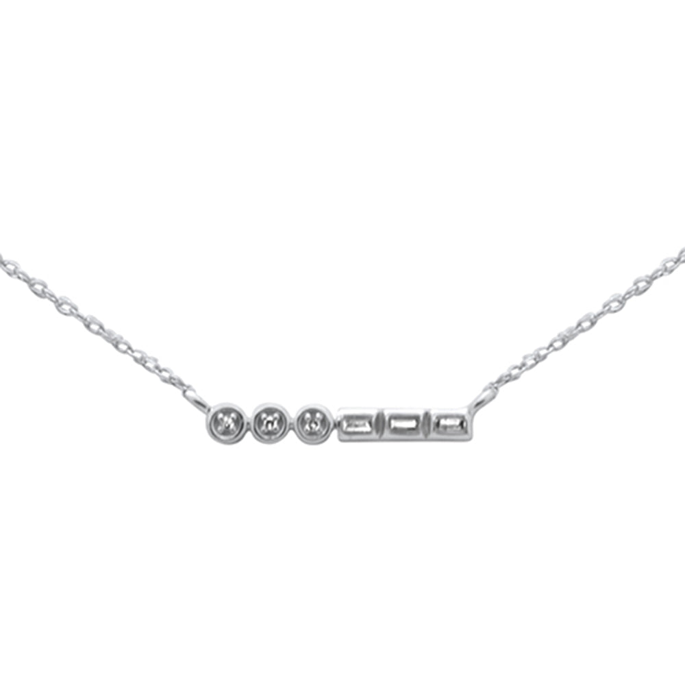 ''.06ct G SI 14K White GOLD Diamond Round & Baguette Pendant Necklace 18''''Long''