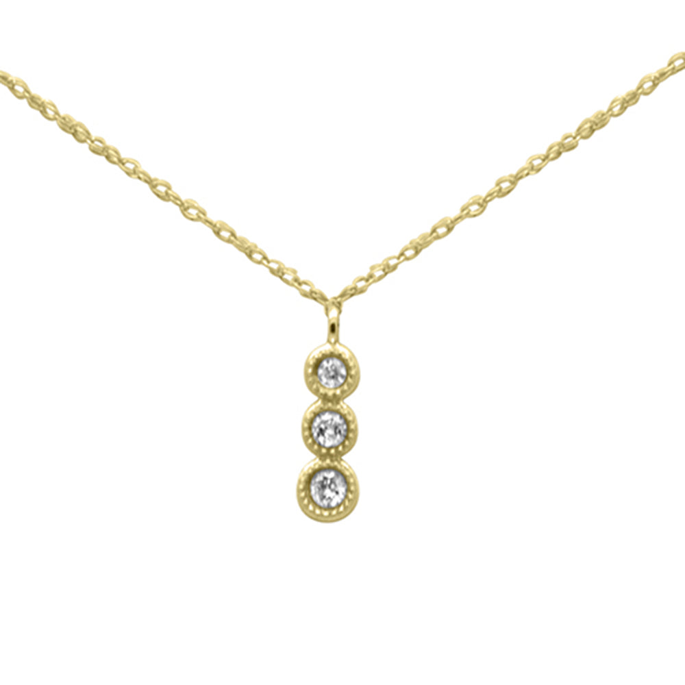 ''.09ct G SI 14K Yellow Gold Three Diamond Drop Pendant NECKLACE 18''''Long''