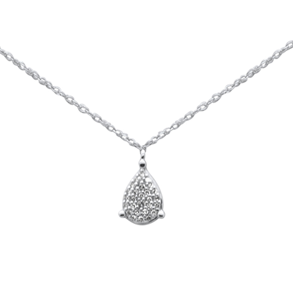 ''.06ct G SI 14K White GOLD Diamond Rain Drop Pendant Necklace 18''''Long''