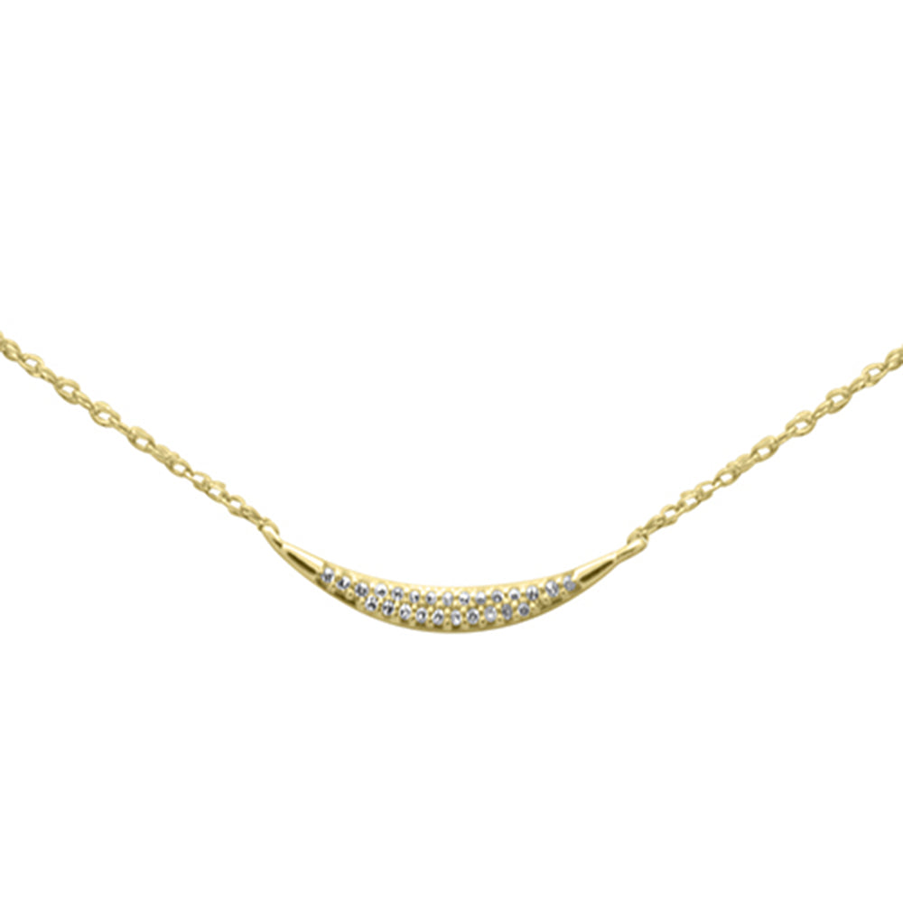 ''.04ct G SI 14K Yellow GOLD Diamond Cresent Pendant Necklace 18''''Long''