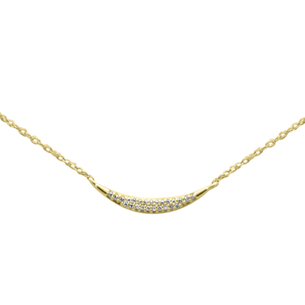 ''.04ct G SI 14K Yellow Gold Diamond Cresent PENDANT Necklace 18''''Long''