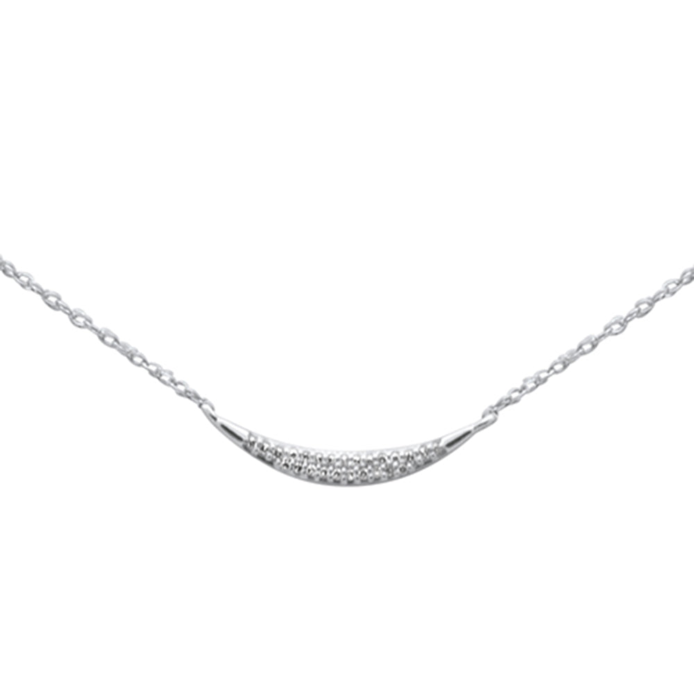 ''.04ct G SI 14K White Gold Diamond Cresent PENDANT Necklace 18''''Long''