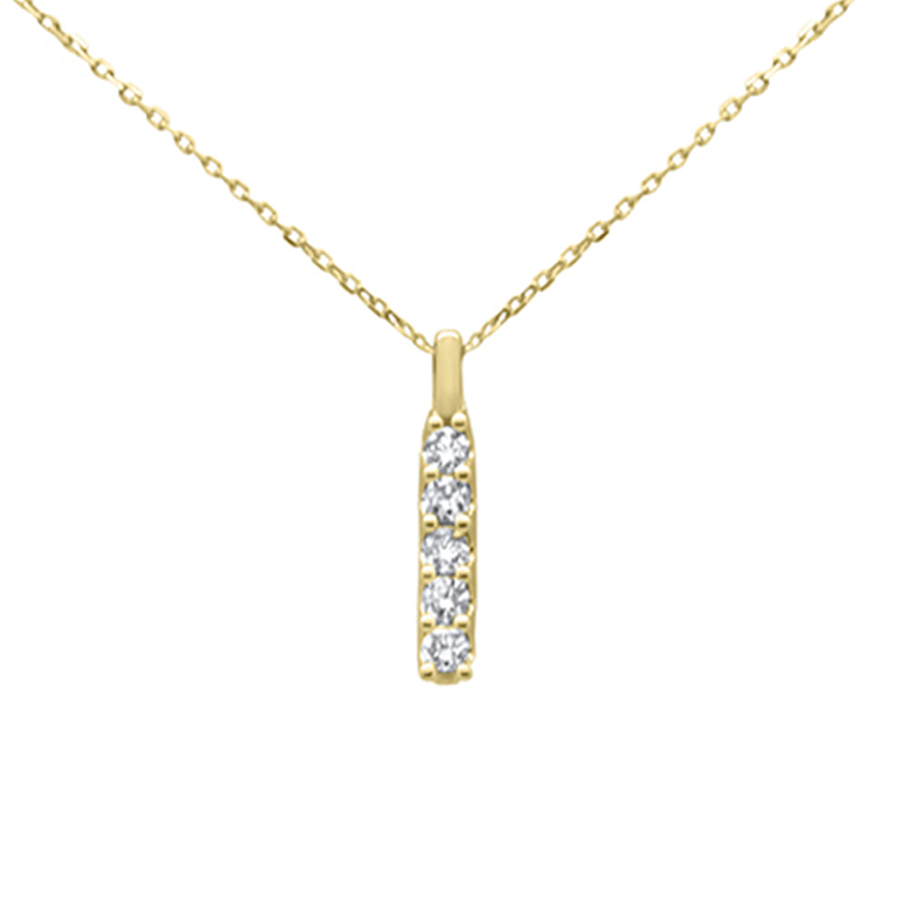 ''.34ct G SI 14K Yellow Gold DIAMOND 5-Stone Drop Pendant Necklace 18'''' Long Chain''