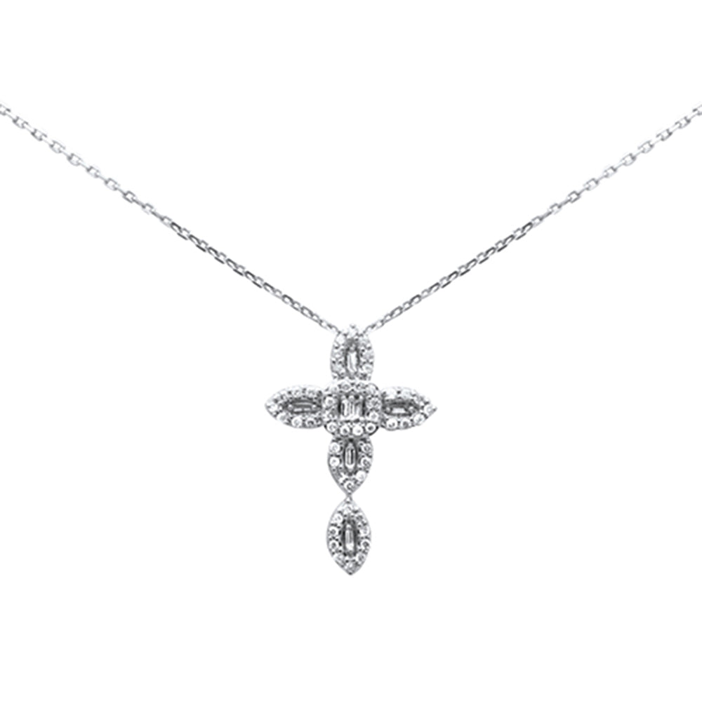 ''SPECIAL! .27ct G SI 14K White Gold DIAMOND Cross Pendant Necklace 18'''' Long''