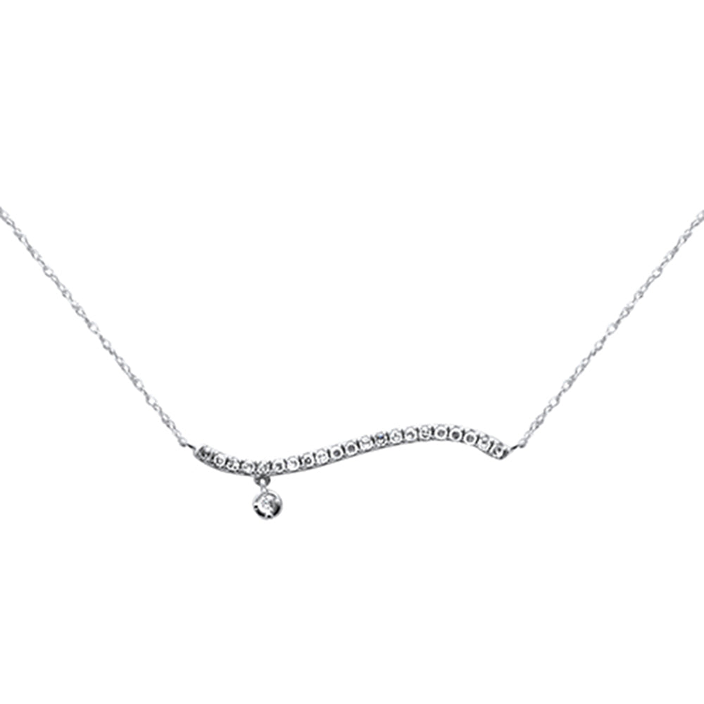 ''.22ct G SI 14K White Gold DIAMOND Sideways Bar Pendant 16'''' Long''